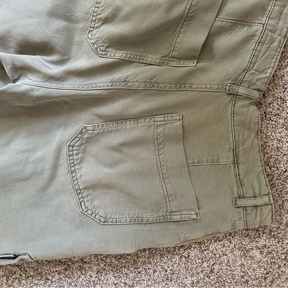 AG Los Angeles Knoxx Cargo High Rise Baggy Boyfriend green pants. Grunge utility - Picture 13 of 16
